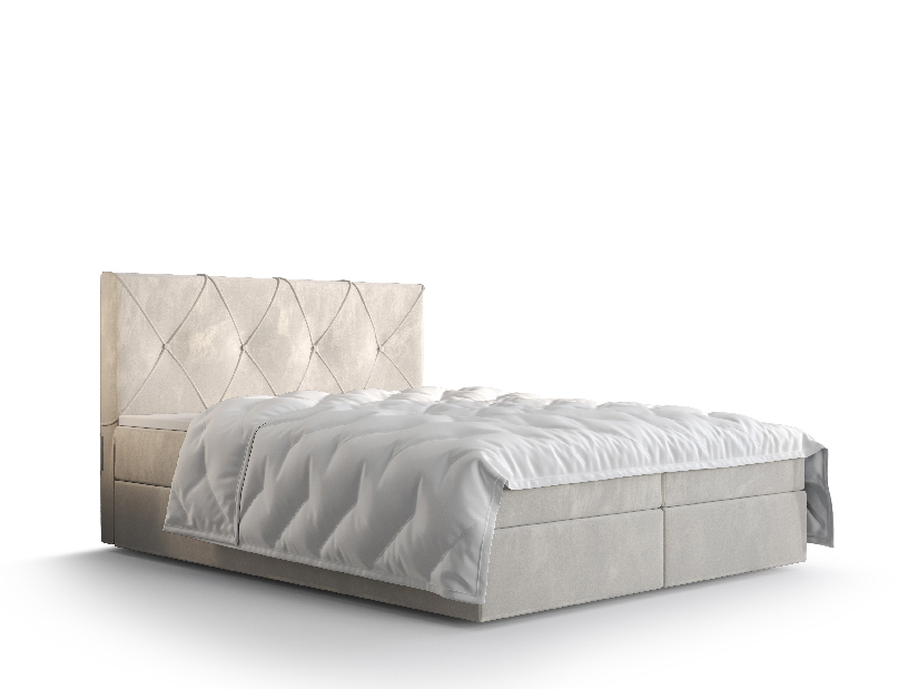 Manželská posteľ Boxspring 140 cm Athena Comfort (béžová) (s matracom a úložným priestorom)