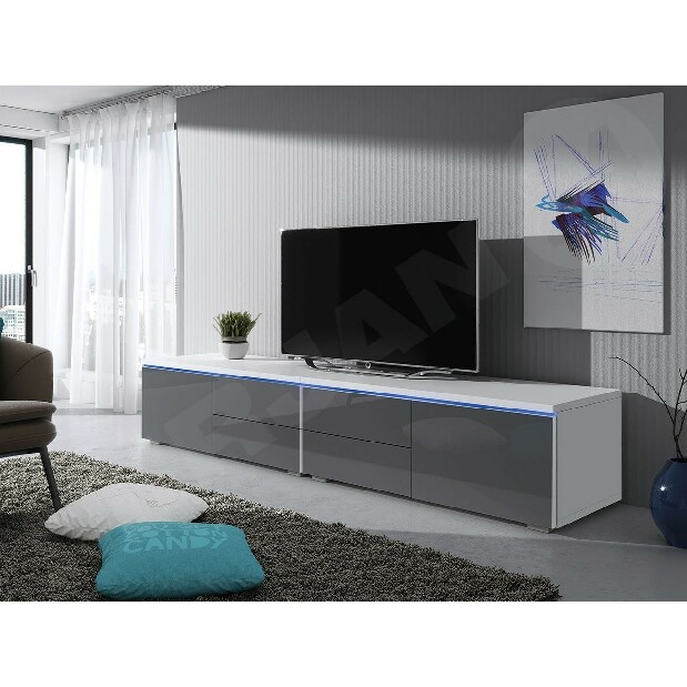 TV stolík Mirjan Coral Mirjan XI Double (biela + šedý lesk)
