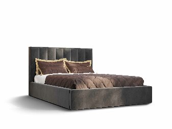 Manželská posteľ 180 cm Ocie (tmavosivá) (s roštom a úložným priestorom)