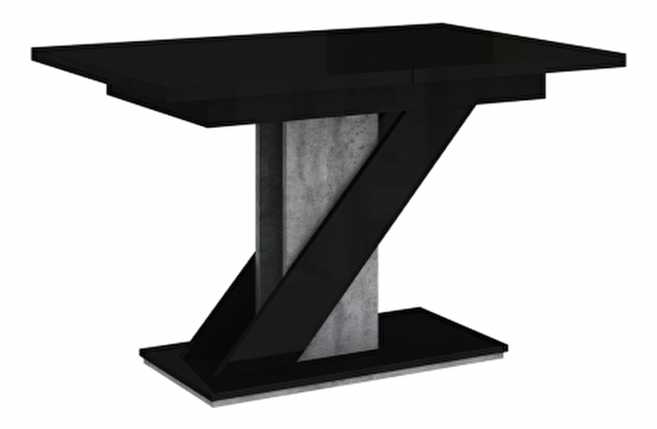 Jedálenský stôl Eksuper (lesk čierny + betón) *výpredaj