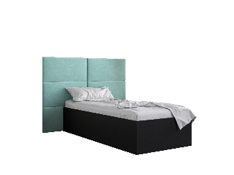 Jednolôžková posteľ s čalúneným čelom 90 cm Brittany 2 (čierna matná + mätová) (s roštom)