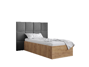 Jednolôžková posteľ s čalúneným čelom 90 cm Brittany 4 (dub craft zlatý + sivá) (s roštom)