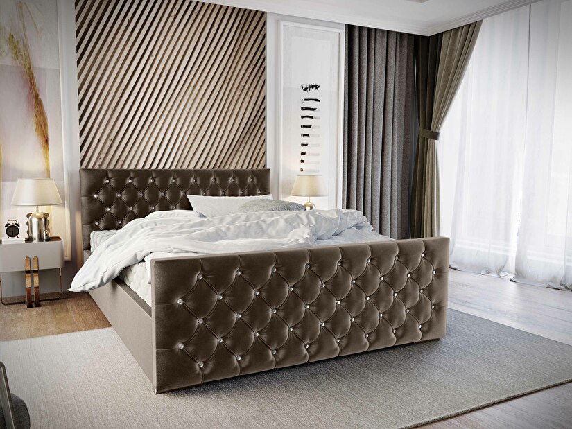 Manželská posteľ 160 cm Quintin (hnedá) (s roštom a úložným priestorom)