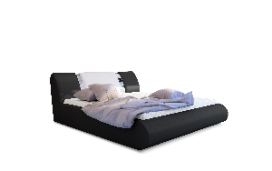 Manželská posteľ 180 cm Fabio (čierna + biela) (s roštom a úl. priestorom)