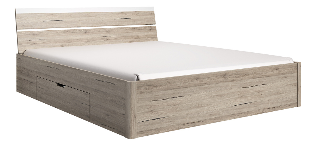 Manželská posteľ 180 cm Benson Typ 52 (san remo svetlý + biela) *výpredaj