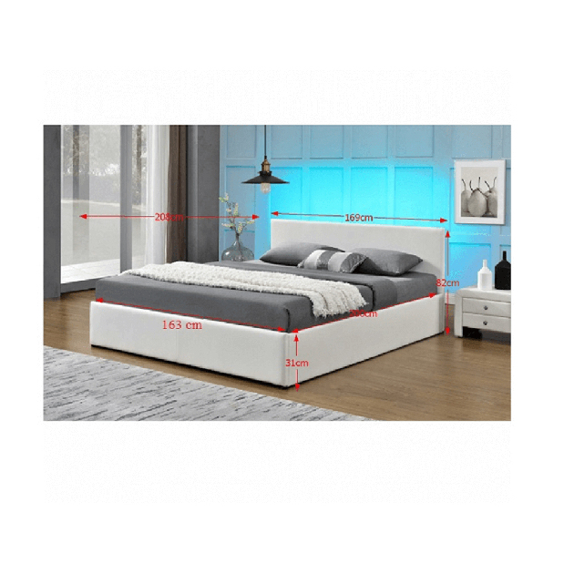 Manželská posteľ 160 cm Jora (s roštom, úl. priestorom a LED) *výpredaj