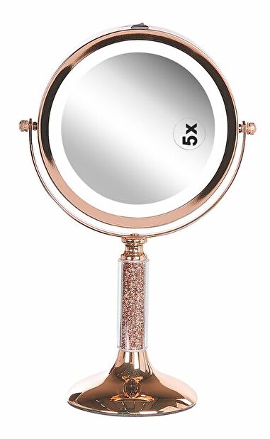 Kozmetické zrkadlo Beryl (ružovozlatá) (s LED osvetlením)