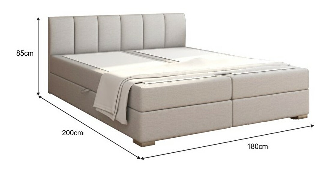 Manželská posteľ Boxspring 180 cm Riana (svetlosivá) (s roštom, matracom a úl. priestorom) *bazár
