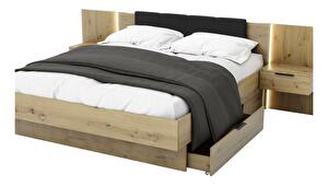 Manželská posteľ 160 cm Lewell (s čelným rámom) (dub artisan)