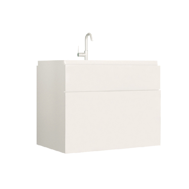 Kúpeľňová skrinka pod umyvadlo Maeve (biela + biela extra vysoký lesk) *výpredaj