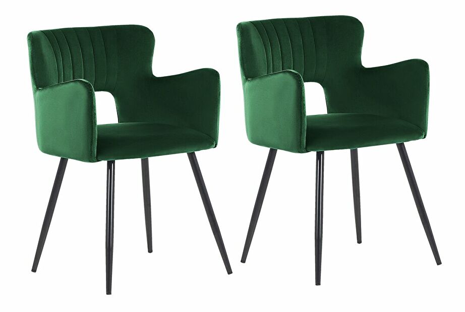 Set 2 ks jedálenských stoličiek Shelba (smaragdová) 