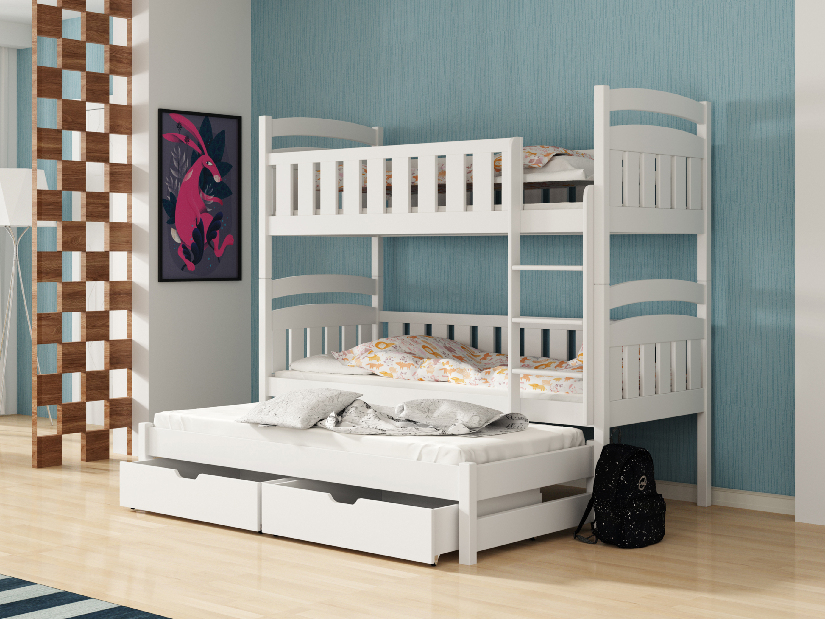 Detská posteľ 90 x 190 cm OLLIE (s roštom a úl. priestorom) (biela)