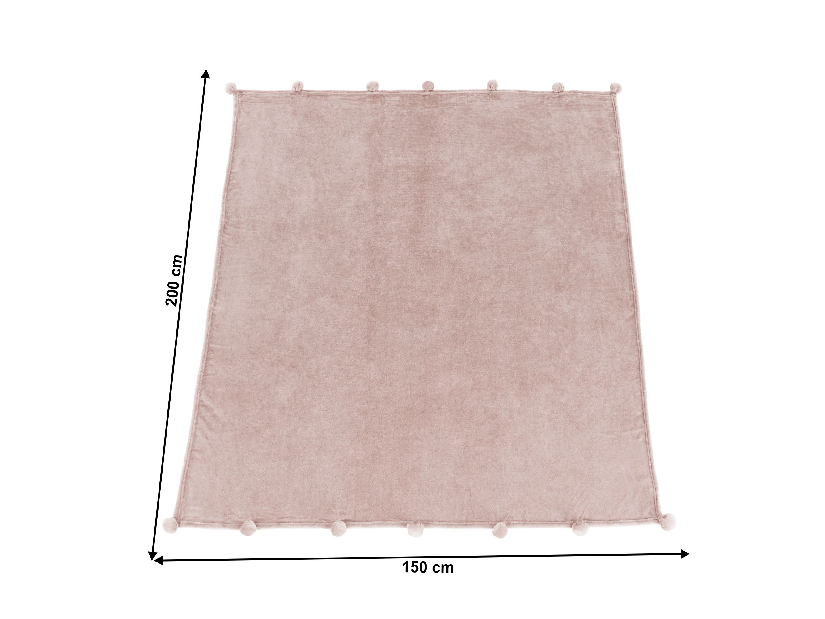 Plyšová deka s brmbolcami 150x200 cm Loang (púdrová ružová)