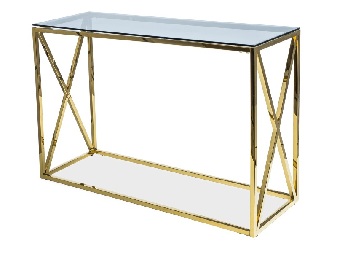 Konzolový stolík Elicita (sklo + zlatá)