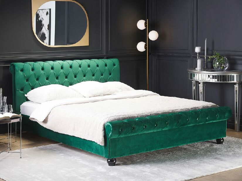 Manželská vodná posteľ 160 cm Alexandrine (zelená) (s roštom a matracom)