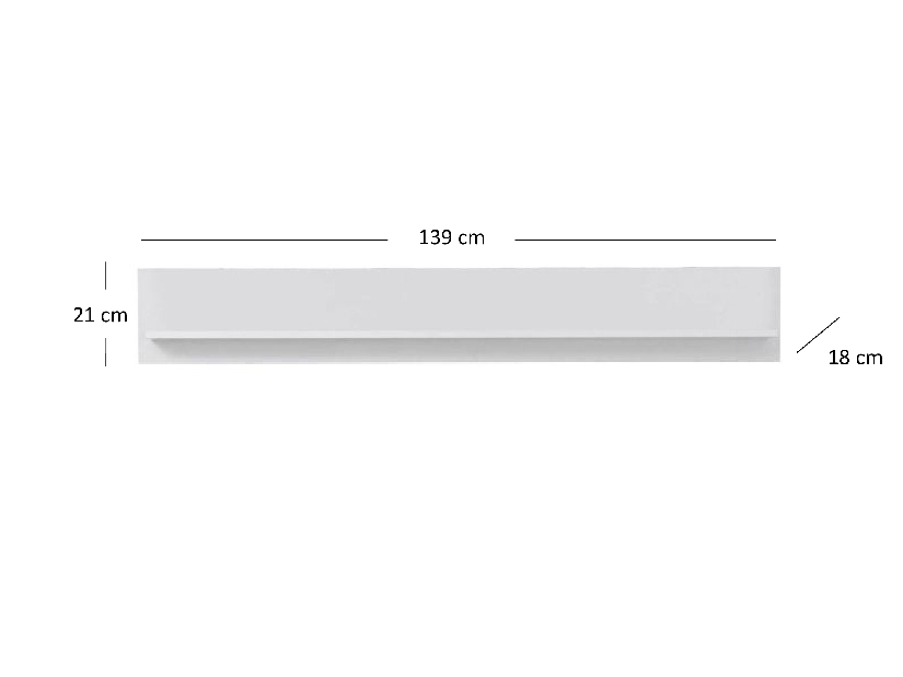 Polička 140 cm Brendon (biela)