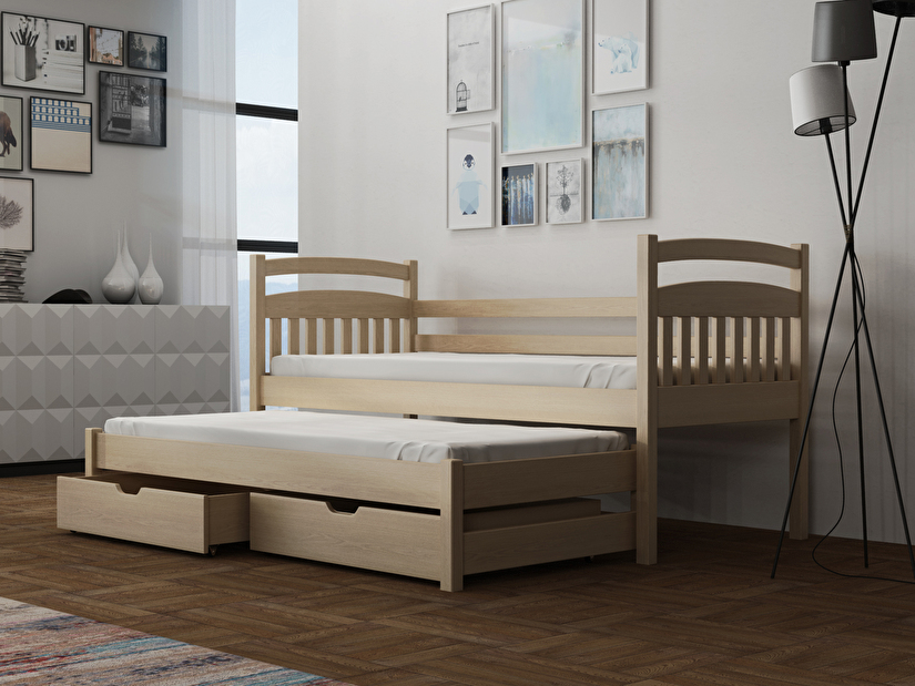Detská posteľ 90 x 200 cm REID (s roštom a úl. priestorom) (borovica)