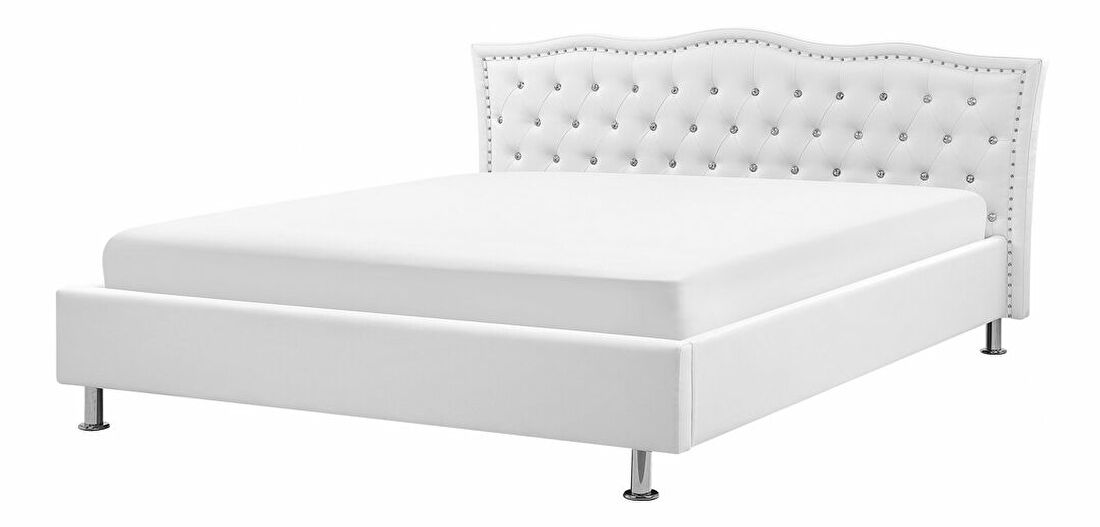 Manželská posteľ 180 cm MATH (s roštom) (biela)