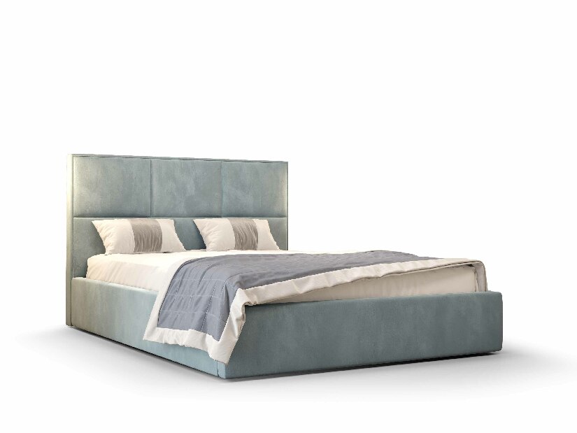 Manželská posteľ 160 cm Elna (modrá) (s roštom a úložným priestorom)