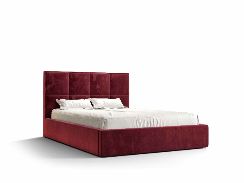 Manželská posteľ 180 cm Gino (bordová) (s roštom a úložným priestorom)
