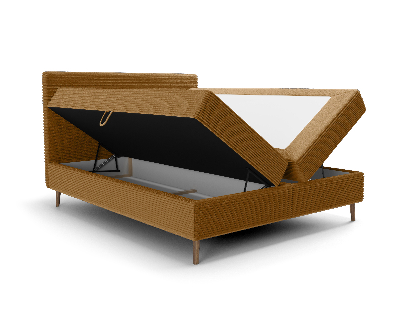 Manželská posteľ 160 cm Napoli Bonell (karamelová) (s roštom, s úl. priestorom)