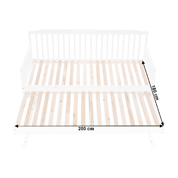 Detská rozkladacia posteľ 90 cm Pazzan (biela) (s roštom)