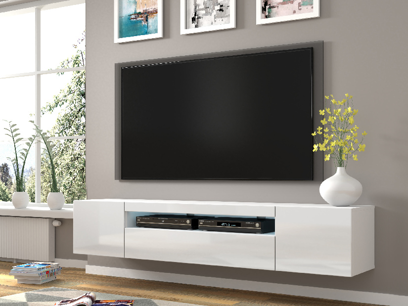 TV stolík/skrinka Aurora 200 (biely lesk)