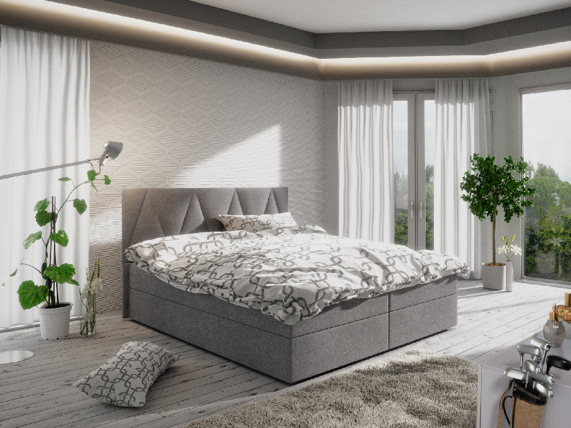 Manželská posteľ Boxspring 140 cm Fade 3 Comfort (sivá) (s matracom a úložným priestorom)