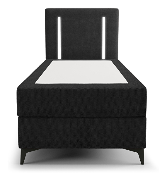 Jednolôžková posteľ 90 cm Ortega Bonell (čierna) (s roštom, s úl. priestorom) (s LED osvetlením)
