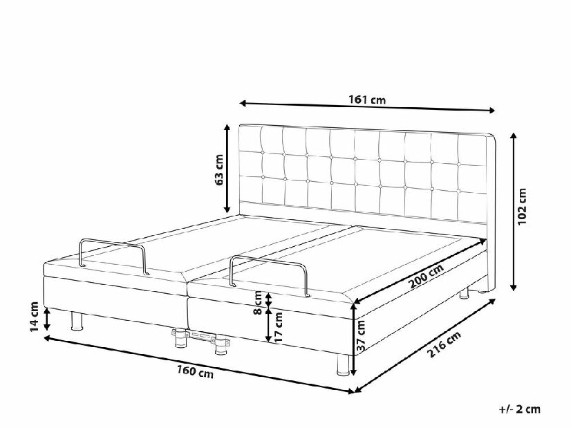 Manželská posteľ 160 cm DUCHE (látka) (béžová) (s roštom)