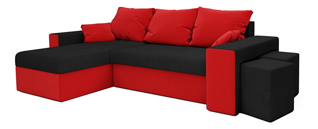 Rohová sedačka Futura Kalista (čierna + červená) (P)