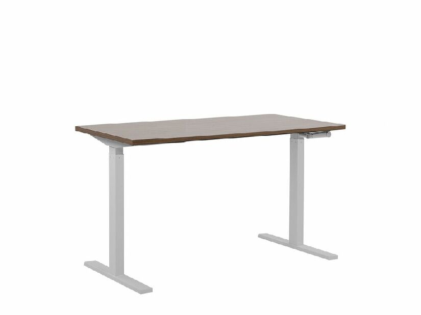 Písací stôl UPPER II (130 x 72 cm) (MDF) (tmavé drevo + čierna) (manuálne nastaviteľný)
