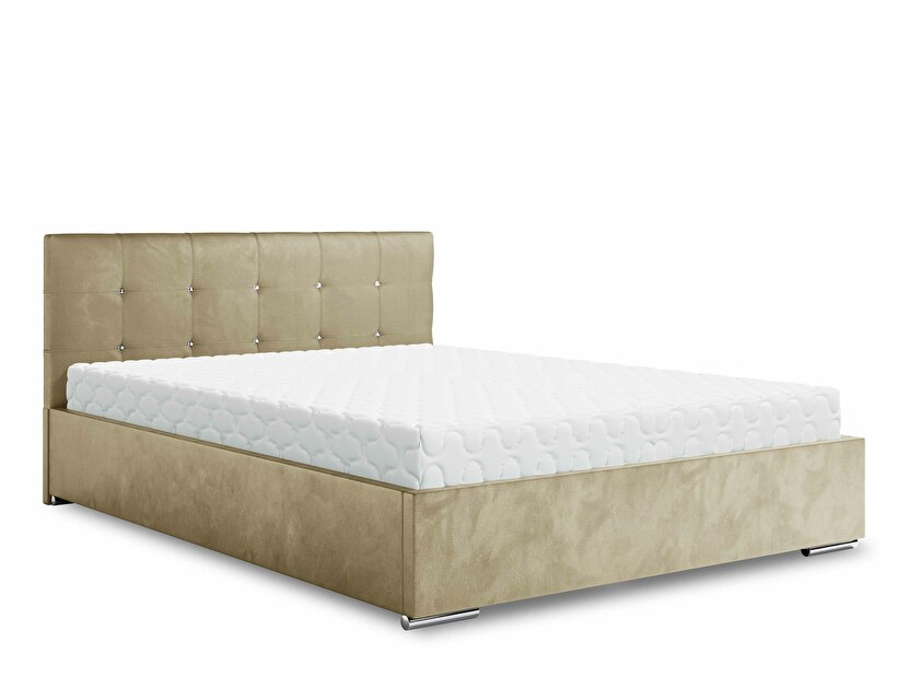 Manželská posteľ 180 cm Lonnie (béžová) (s roštom a úložným priestorom)