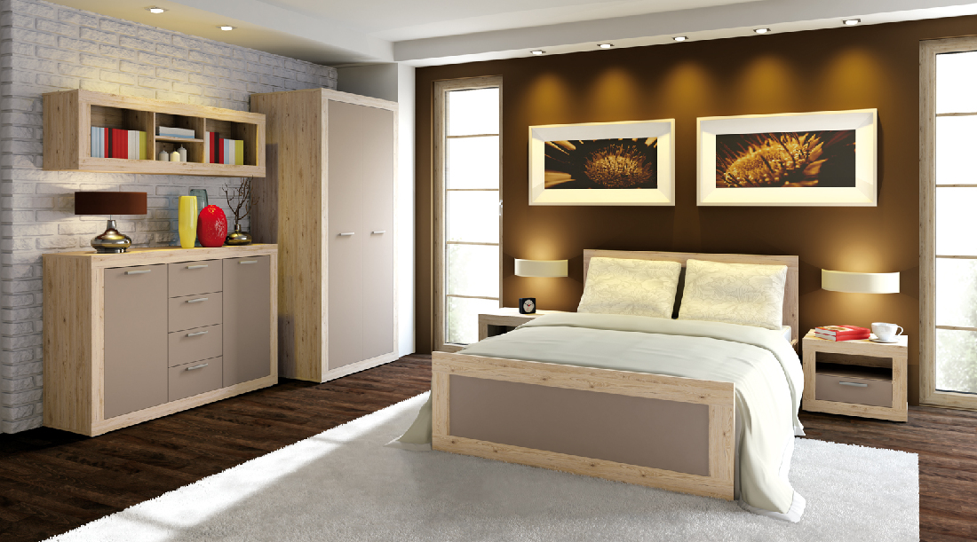 Manželská posteľ 160 cm Modern 16 dub San Remo