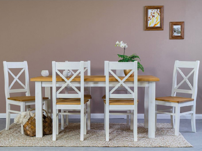 Jedálenský stôl 160 cm Panteo (medovohnedá + patinovaná borovica) (pre 4 až 6 osôb)