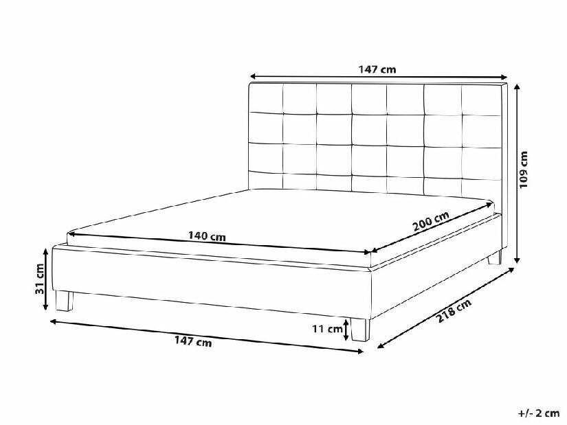 Manželská posteľ 140 cm Rhiannon (béžová) (s roštom)