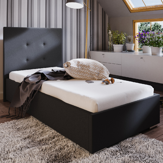 Jednolôžková posteľ 90 cm Foxxie 1 (čierna)