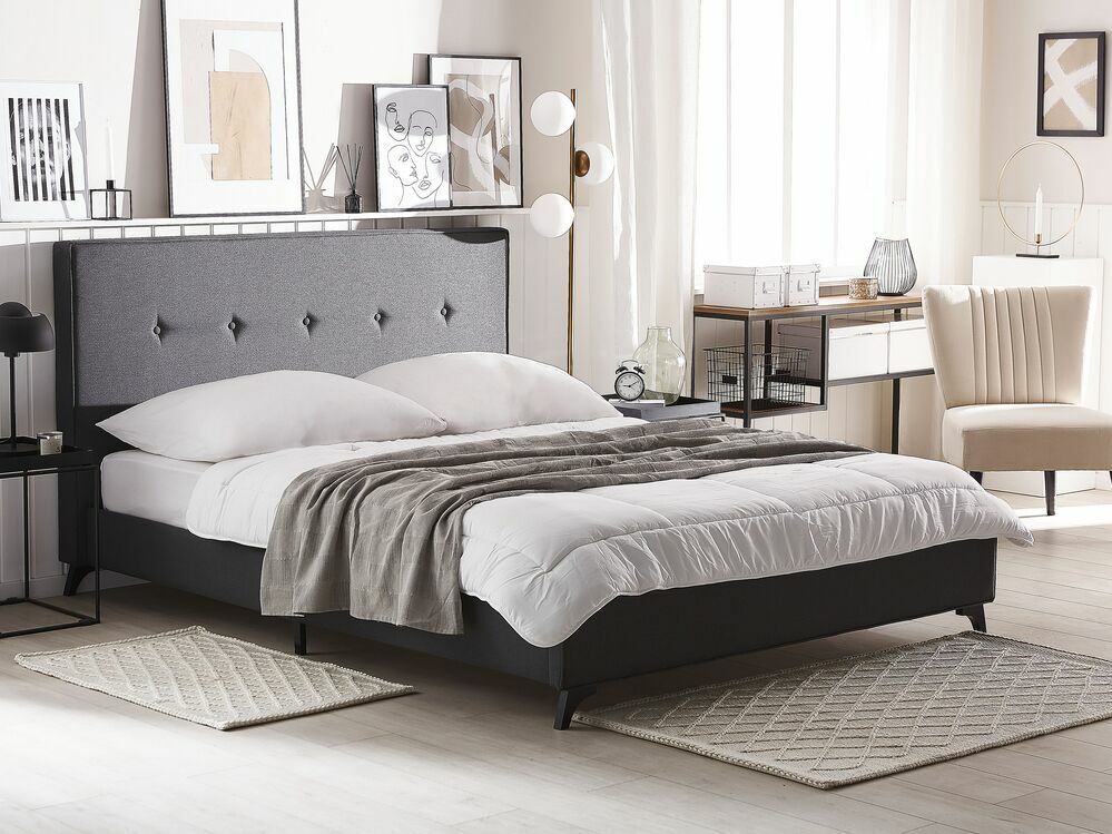 Manželská posteľ 140 cm AMBRE (s roštom) (sivá)