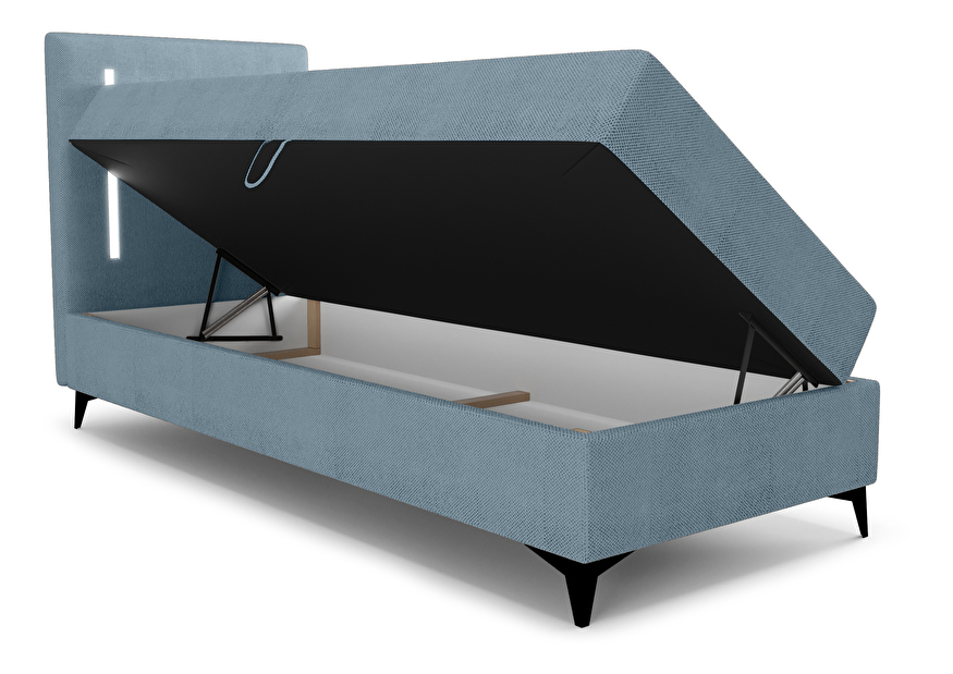 Jednolôžková posteľ 80 cm Ortega Bonell (svetlomodrá) (s roštom, bez úl. priestoru) (s LED osvetlením)