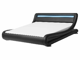 Manželská posteľ 160 cm AVENUE (s roštom a LED osvetlením) (čierna)