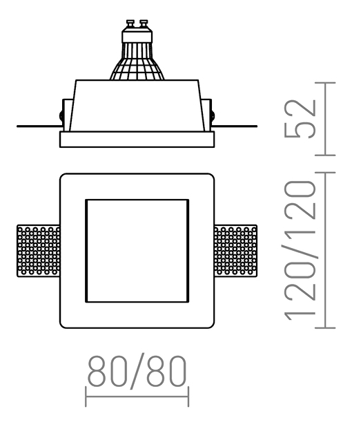 Podhľadové svietidlo Dan sq 80 230V GU10 35W (sadrová)