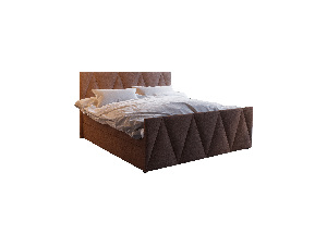 Manželská posteľ Boxspring 140 cm Milagros Comfort 3 (tmavohnedá) (s matracom a úložným priestorom)