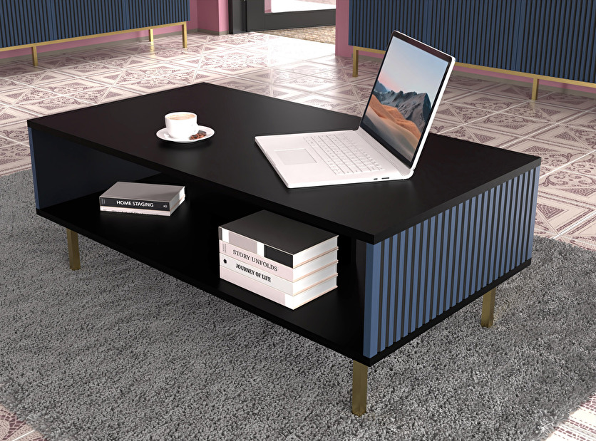 Konferenčný stolík Rawy (čierna + modrá)