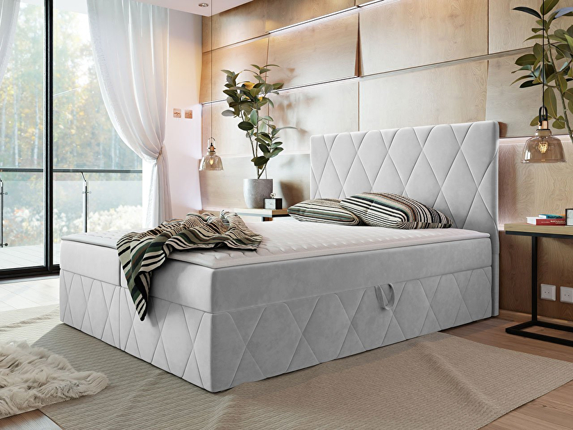Manželská posteľ 180 cm Tibor (sivá ) (s roštom, matracom a úl. priestorom)