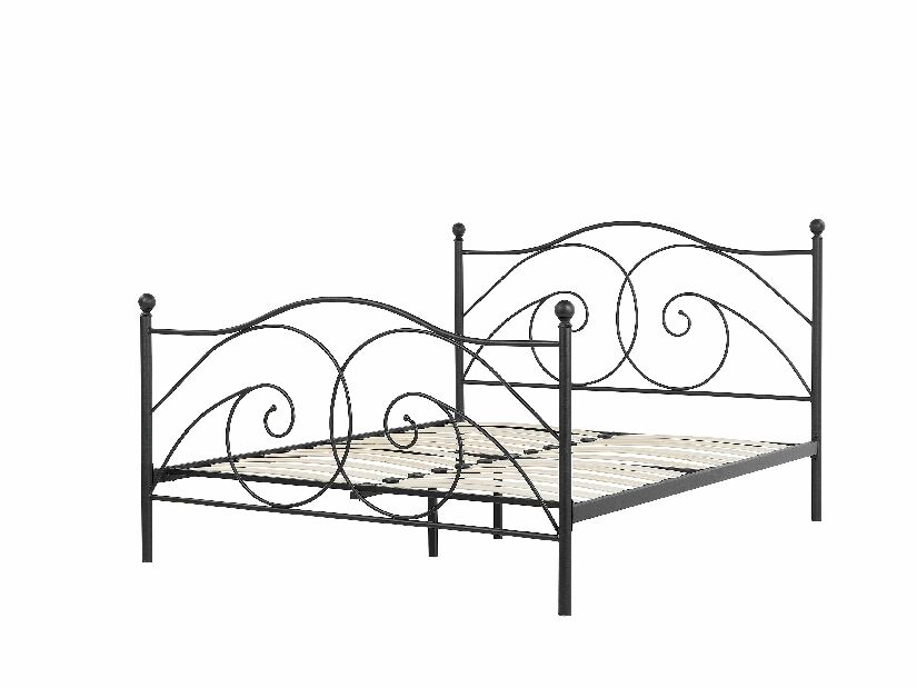 Manželská posteľ 160 cm DIROU (s roštom) (čierna) *výpredaj