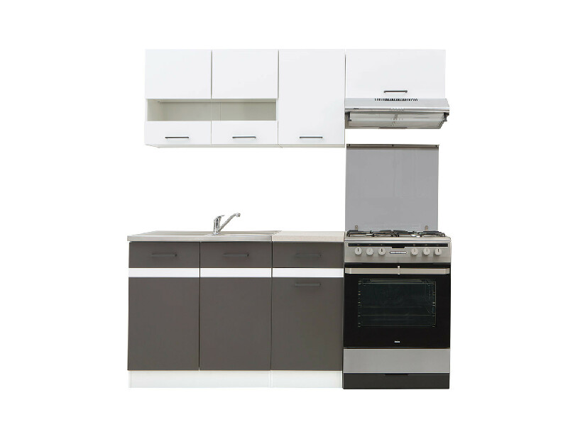 Kuchyňa BRW Junona line 180 cm (biely lesk + sivý wolfram + biela) *výpredaj