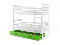 Poschodová posteľ 80 x 160 cm Eril B (biela + zelená) (s roštami, matracmi a úl. priestorom)