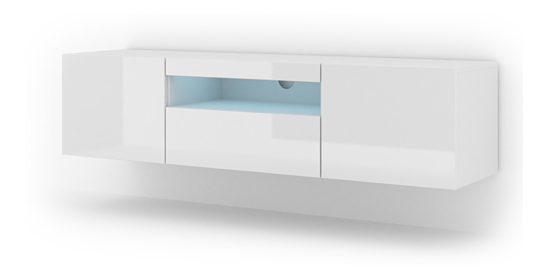 TV stolík/skrinka Aurora (biely lesk) (LED)