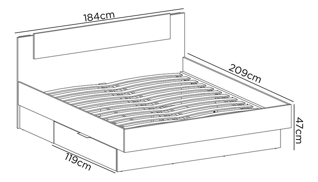 Manželská posteľ 180 cm Lewell (s čelným rámom) (s úl. priestorom) (dub artisan)