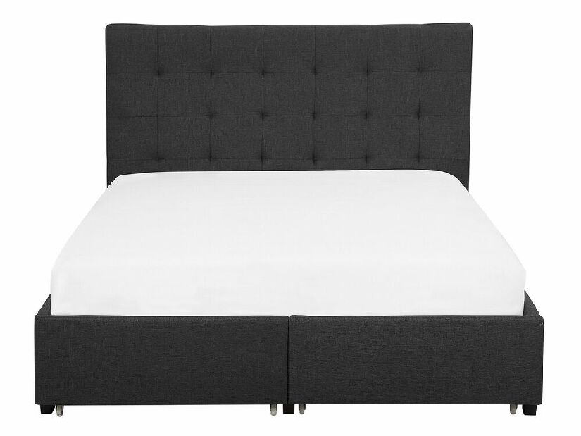 Manželská posteľ 140 cm ROLLA (s roštom a úl. priestorom) (tmavosivá)